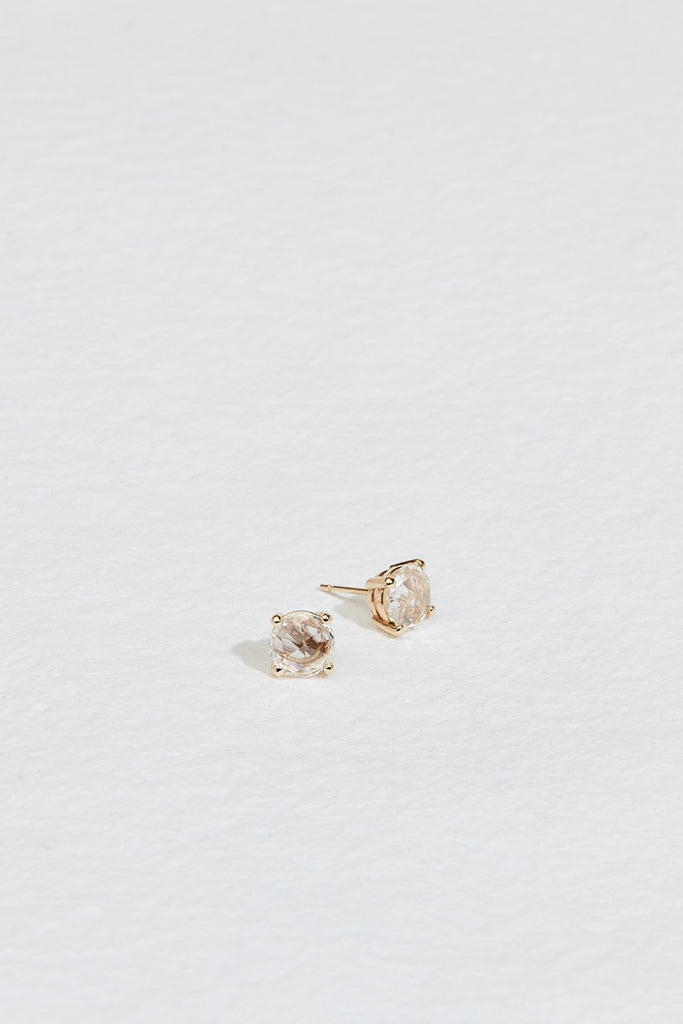 gold basket setting rose cut diamond studs