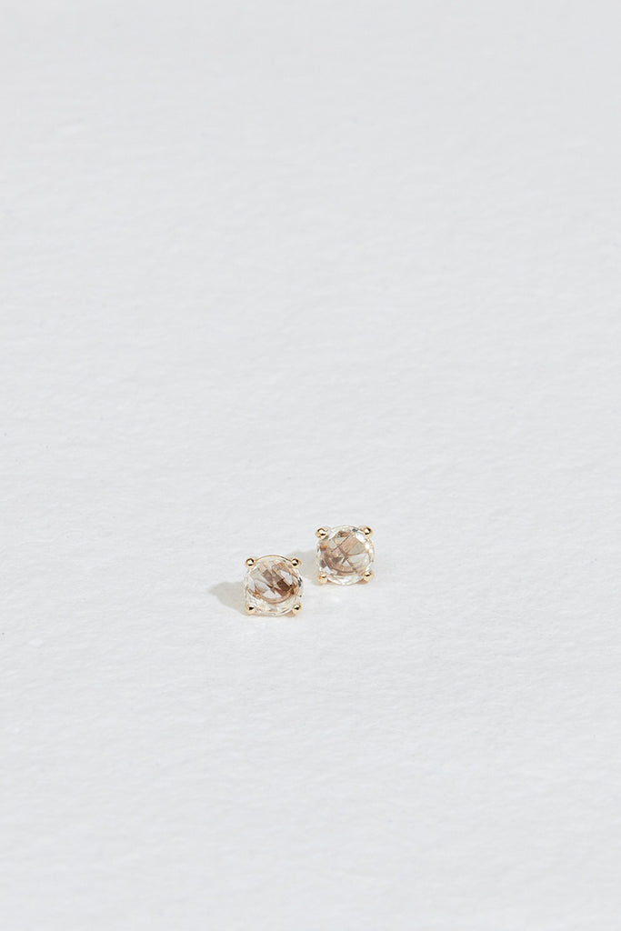 gold basket setting rose cut diamond studs