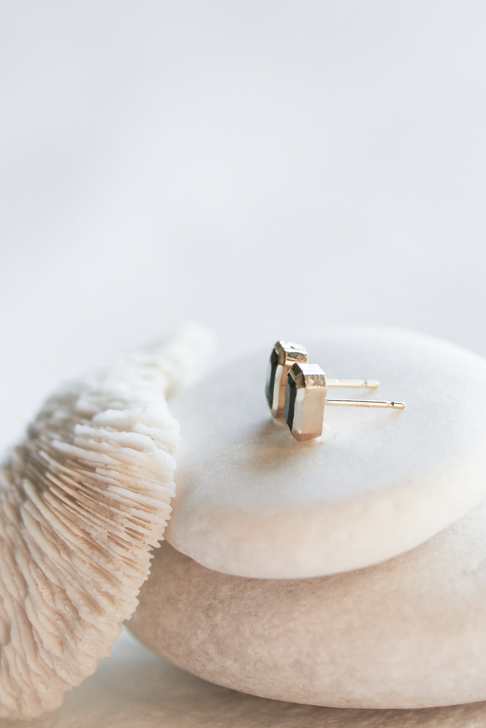 bezel set tourmaline studs
