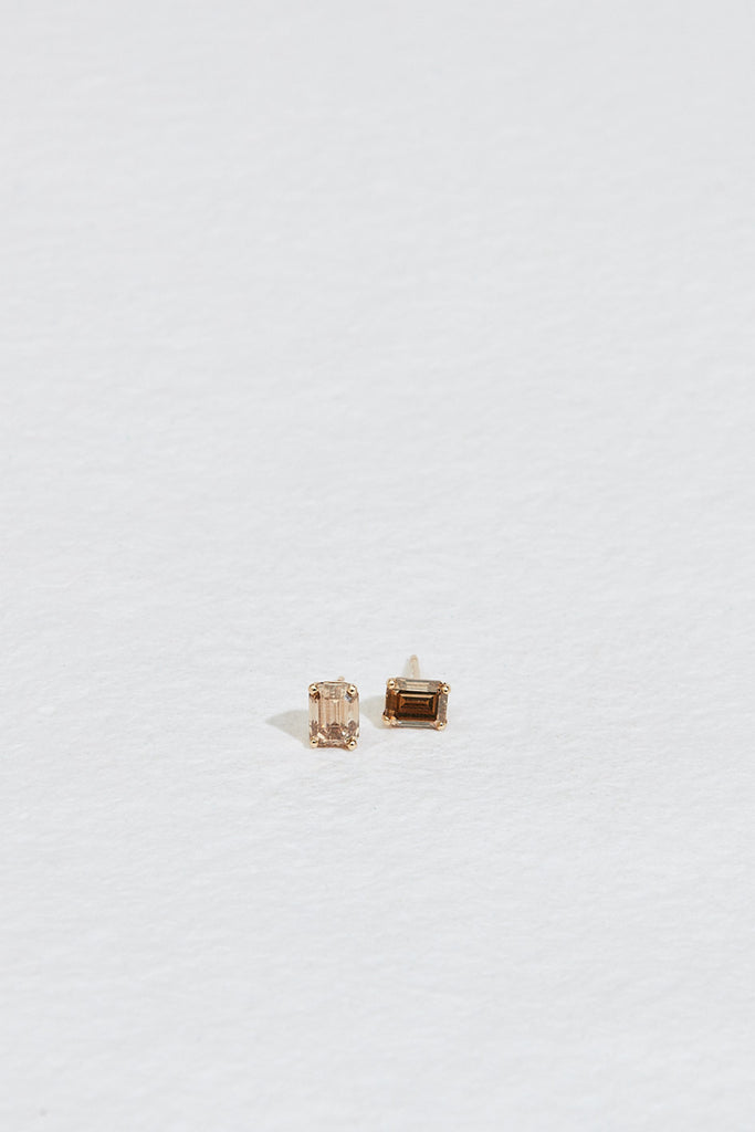 emerald cut champagne diamond studs