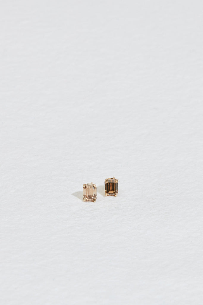 emerald cut champagne diamond studs
