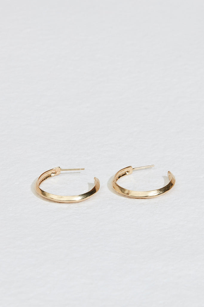 gold knife edge cut hoop earrings