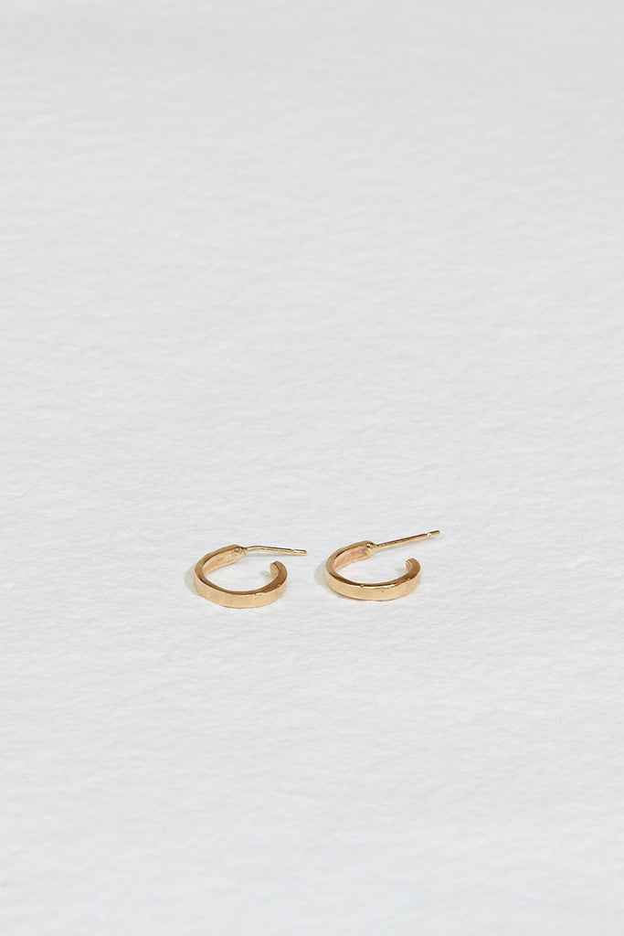 gold straight cut hoop earrings