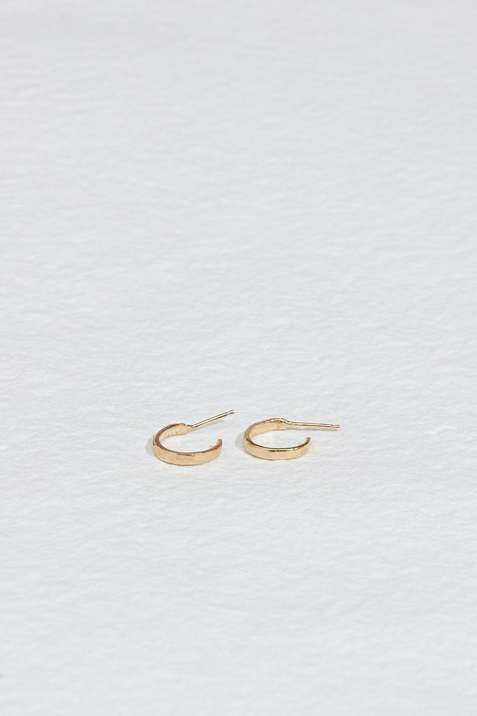 gold straight cut hoop earrings