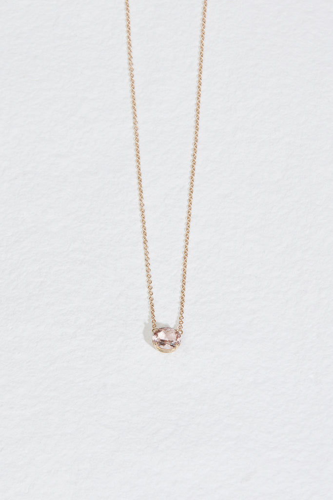 gold necklace with oval morganite