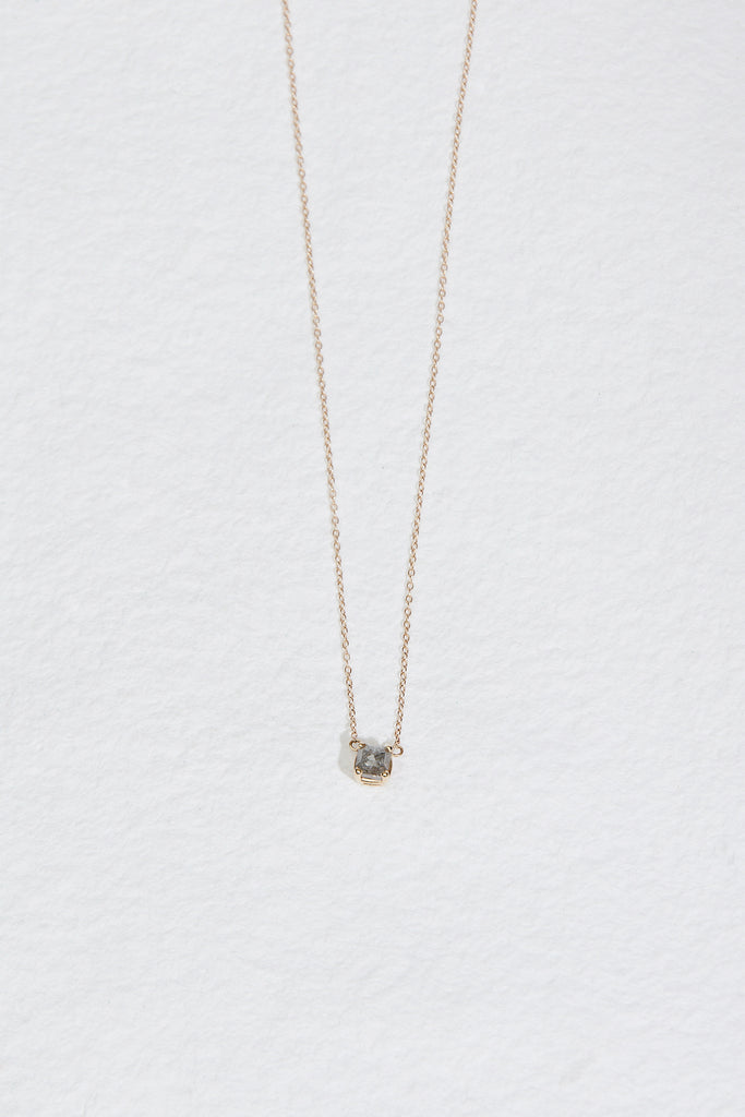 gold necklace with rose cut salt and pepper diamond
