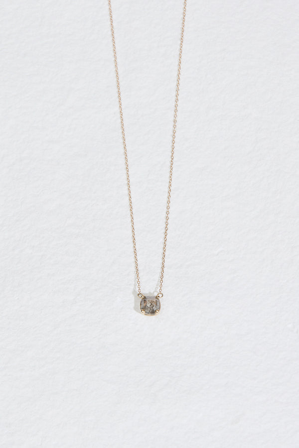 gold necklace with rose cut salt and pepper diamond