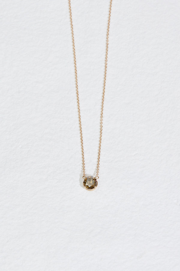 gold necklace with round mocha diamond