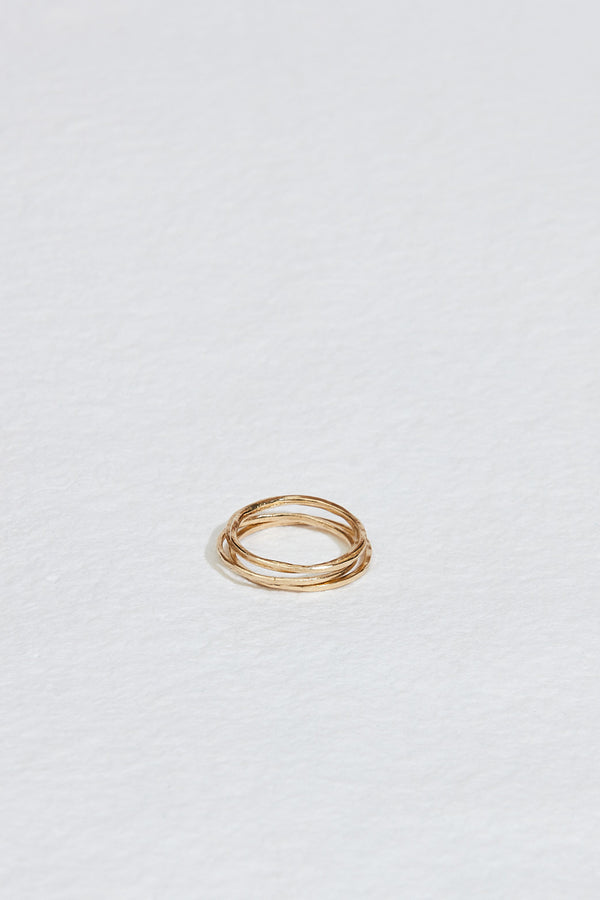 stack of thin gold bands with straight sides