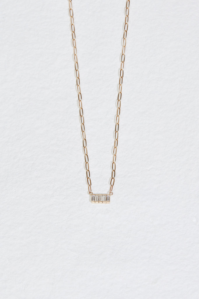 Buy GIVA Sterling Silver Rose Gold Studded Baguette Necklace for  Women(ADJUSTABLE) online