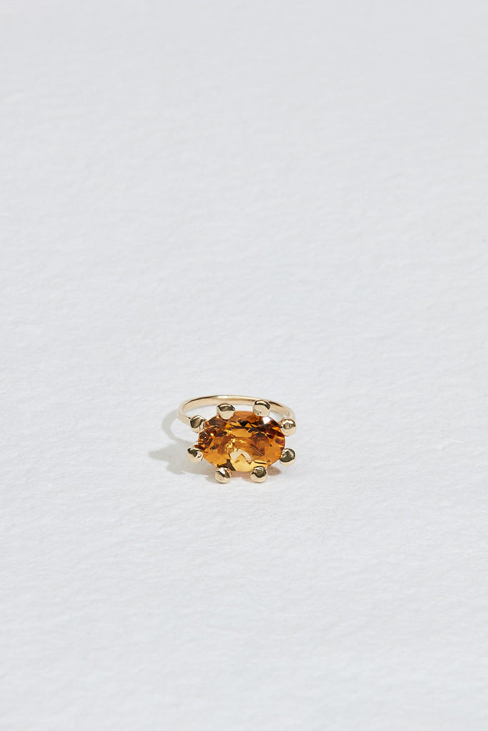 gold ring with xl prongs and citrine