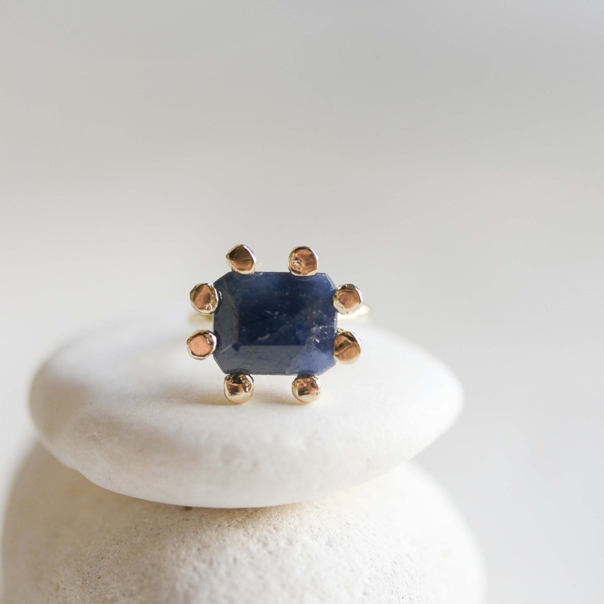 JP EMERALD CUT SAPPHIRE XL PRONG RING | Jane Pope Jewelry