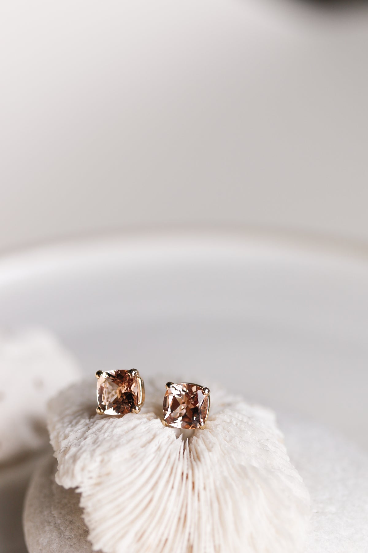 JP MORGANITE CUSHION CUT STUDS | Jane Pope Jewelry