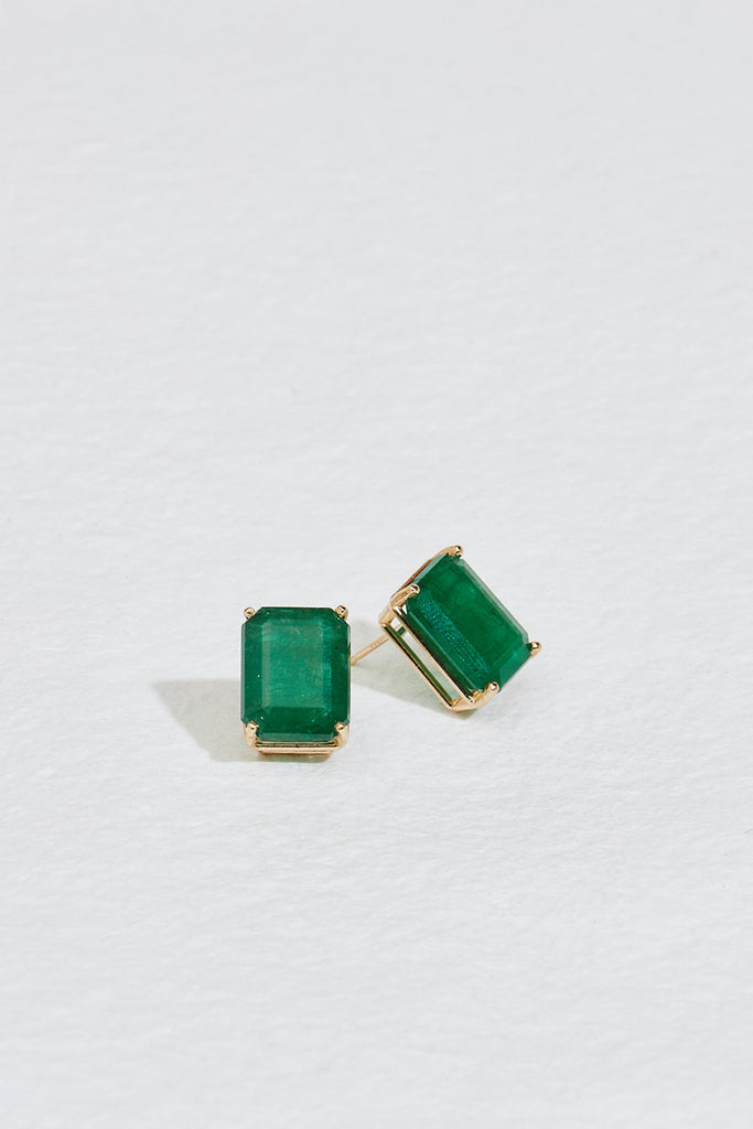 JP LARGE EMERALD CUT EMERALD STUDS Jane Pope Jewelry