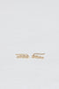 gold climber earrings with four bezel set round white diamonds