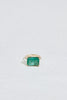 gold four prong ring with emerald cut zambian emerald