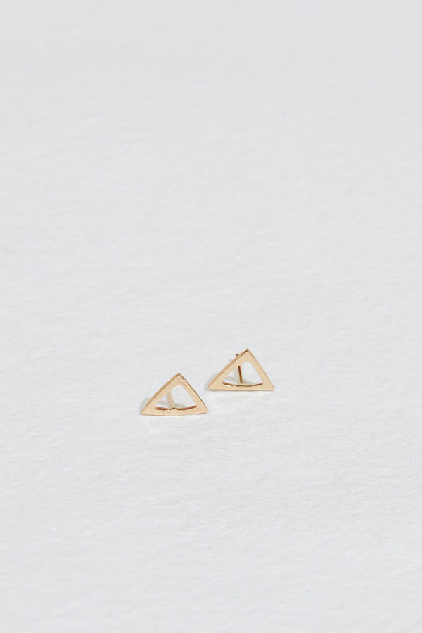 gold open triangle studs