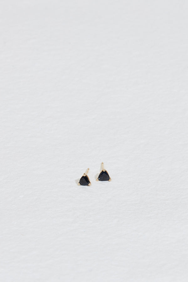 gold studs with trillion sapphire