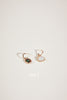 gold hoop earring with black opal and gold hoop earring with white opal